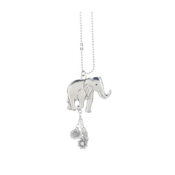 Ganz Silver Walking Elephant Car Charm 7.5 inch with Silver Chain