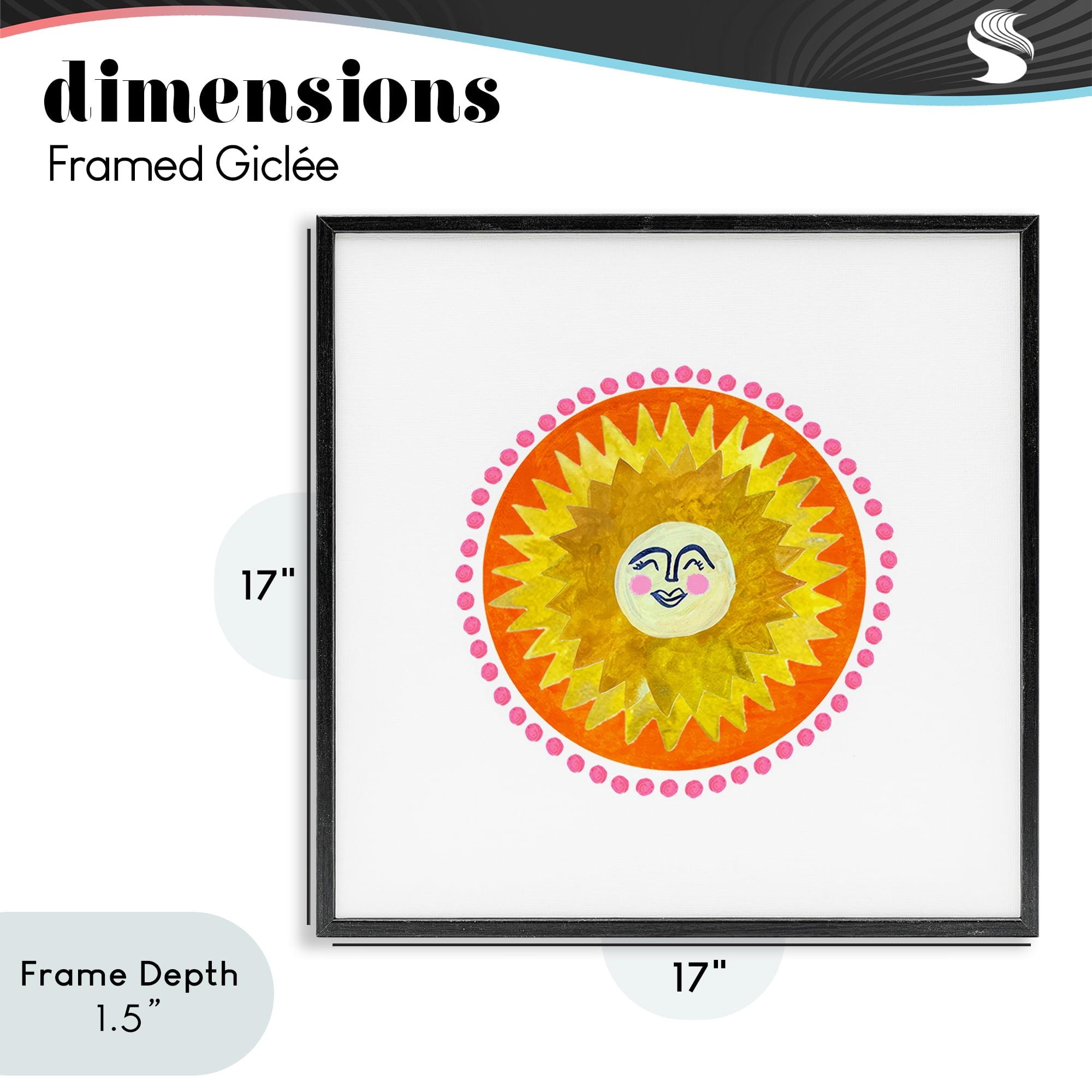 Stupell Industries Yellow & Orange Smiling Sun Black Framed Giclee Art, design by Katherine Herrell Studio