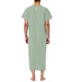 thumbnail image 3 of INSPIRE CHIC Men's V-Neck Short Sleeves Cotton Side Split Long Nightshirt M Light Green, 3 of 5