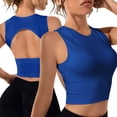 thumbnail image 2 of Leey-World Bras For Women No Underwire High Impact Sports Bras for Women - Scoop Neck Strappy Sports Bra High Support Moulded Cup Workout Bra Blue,S, 2 of 4
