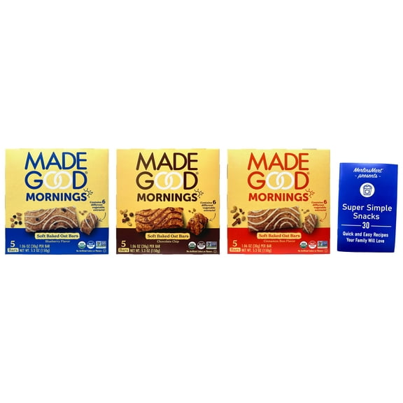 Made Good Mornings Bars - 3 flavors - 1 each: Blueberry, Cinnamon Bun, Chocolate Chip (5.3 oz) MerlinsMart Zine