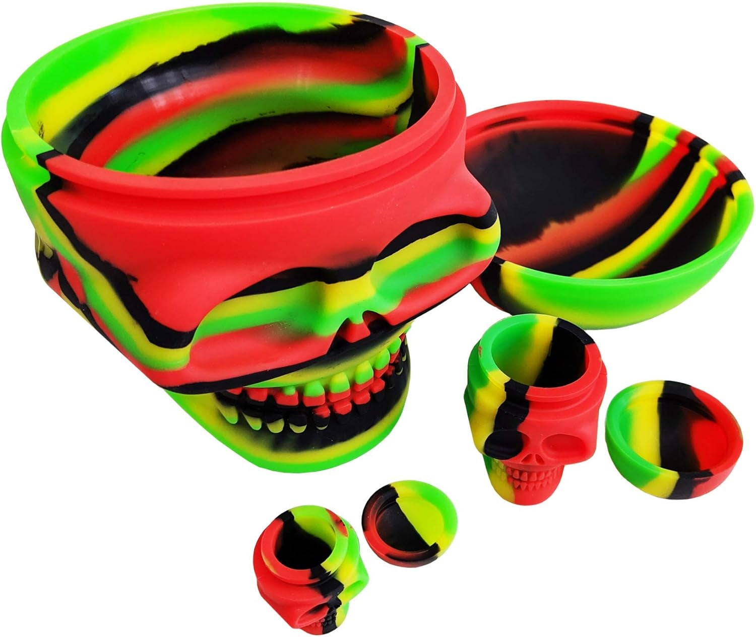Silicone Skull Storage Containers Set, Non-Stick Reusable Silicone Jars for Small Item Organization, Durable Multi-Size Storage Set