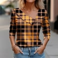 thumbnail image 2 of Winter Savings! Enjoytime Women Blouse Plaid Print Long Sleeve Summer Blouse Irregular V Neck Button Down Work Shirt Tops for Women on Clearance, 2 of 3