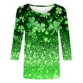 thumbnail image 4 of Xuyuer Womens 3/4 Sleeve St. Patrick's Day T-Shirts Crew Neck Spring Graphic Tee Tops Cute Tunic Tops Basic Tees Blouses Business Work Tee Top Merry and Bright Graphic Tee Tops, 4 of 6