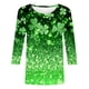 thumbnail image 5 of RKSTN 3/4 Length Sleeve Womens Tops Oversized Crewneck St Patricks Day Lucky Shamrocks Graphic Print T Shirt Womens Casual Plus Size Round Neck Loose Irish Festivities Three Quarter Sleeve Shirt, 5 of 6