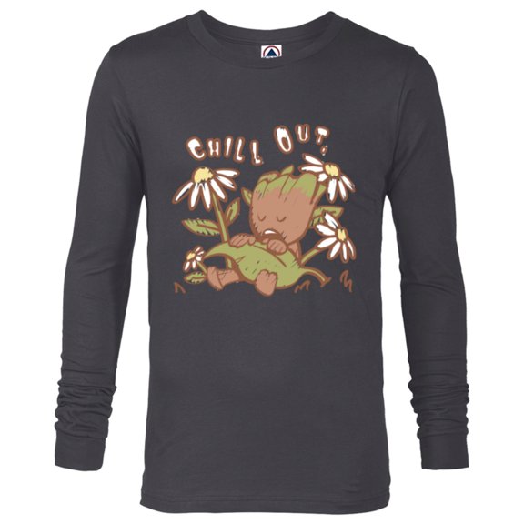 Marvel Groot Chill Out Relax Guardians of the Galaxy - Long Sleeve T-Shirt for Men - Customized-Charcoal Heather