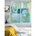 thumbnail image 3 of Abstract Art Street Art Circle Teal Retro Sheer Curtains 72 Inches Long 2 Panels Light Filtering Semi Sheer Window Curtains Drapes for Bedroom Living Room 52"x72", 3 of 7