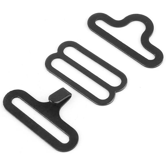 50 Sets de Corbata de Lazo De Hardware Clip de Corbata Metal Galvanizado Sujetador de Gancho Ajustable para Correa de Corbata de Color Negro