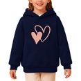 thumbnail image 6 of CPNG Girls Fleece Lined Hoodies Heart Print Long Sleeve Hooded Sweatshirts Without Pocket Kids Loose Fit Daily Pullover Sweatshirt, 6 of 6
