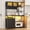 Black-B, variant on Winkalon 42.5" Wide Large Bakers Rack with Power Outlets, 6 Tiers Coffee Bar Table with LED Light, 8 Hooks, Microwave Stand Kitchen Storage Shelf, Rustic Brown