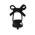 thumbnail image 2 of BLISSFUL STEP Women Open Toe Ankle Bow Tie Mid Heels Sandals Black 6, 2 of 7