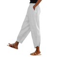 thumbnail image 4 of SAHFX Linen Crop Pants for Women Harem Pants Barrel Trousers Boho Travel Pant Beach Vacation Clothes Elastic Waist Trousers with Pockets Solid Color Office Work Slacks Beach Travel Vacation Outfits, 4 of 9
