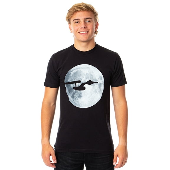 Star Trek Men's Starship Enterprise Silhouette Moon Background T-Shirt