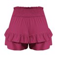 thumbnail image 6 of YUGYXL Women's Cotton Ruffle Shorts High Stretch Waist Summer Shorts Teen Girl Cute Pleated Shorts Elegant Outdoor Shorts Hot Pink XL, 6 of 6