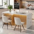 thumbnail image 2 of Hawsaiy 5 Piece Dining Table Set for 4, 63" Faux Marble Dining Table with LED Lights & Storage Cabinet, Kitchen Table and 4 PU Leather Upholstered Dining Chairs, White, 2 of 10