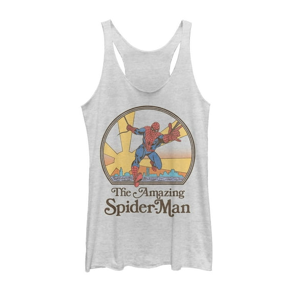 Women's Marvel Vintage Spider-Man Sun Racerback Tank Top White Heather X Small