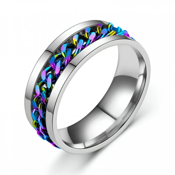 DESIGNICE Stacking Rings Silver 925 Sterling Silver Eternity Rings for Women Fidget Spinner Ring Set Chain Rotation Ring Titanium Ring Womens Promise Rings Eternity Rings for Men Fidget Ring