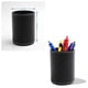 thumbnail image 2 of 1pc PU Round Shape Pen Holder Container Makeup Brush Storage Box for Office (Brown + Black), 2 of 3