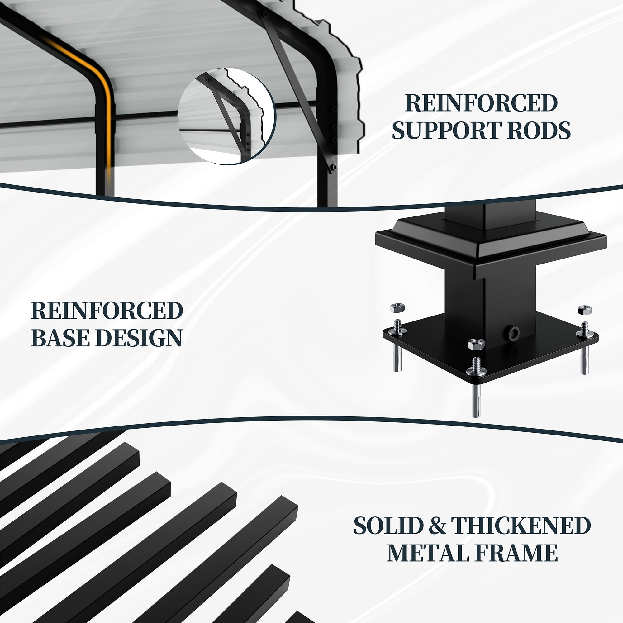 Walsunny Steel Carport 12X15 FT Heavy Duty Carport Canopy with Galvanized Steel Roof and Frame Metal Carport