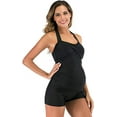thumbnail image 4 of EastElegant Maternity One Piece Swimwear Retro Halter Swimsuit with Boyleg Pregnancy Bathing Suits Boyshort Black Small, 4 of 7