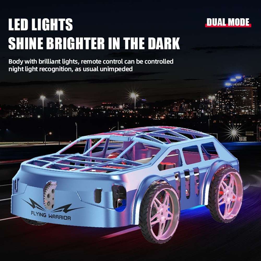 Flying Remote Control Car, 2-in-1 Mini RC Drone & Flying Car with One Key Take Off/Landing, LED Lights for Kids Birthday Gifts