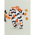 thumbnail image 3 of Wassery Infant Baby Boys Girls Halloween Jumpsuit Newborn Girl Footed Romper Long Sleeve Bat Pumpkin Print Zipper Bodysuits 3M 6M Infant Fall Clothes, 3 of 8