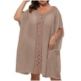 thumbnail image 2 of HOMBOM Womens Beach Cover Up Swimsuit Cover Ups Plus Size Mesh Sheer Bikini Beach Dress for Ladies, 2 of 4