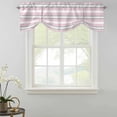 thumbnail image 2 of Tie Up Valances for Windows, Pink Grey Stripe Adjustable Valance Curtains Window Treatment for Living Room/Bedroom, Minimalist Farmhouse Striped Rod Pocket Kitchen Curtains & Drapes 42x12 Inch, 2 of 9
