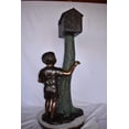 thumbnail image 6 of Nifao A Boy Standing by His Mailbox Looking at Birds Bronze Statue – Outdoor Garden Decor Sculpture, 25"L x 22"W x 51"H, 6 of 11