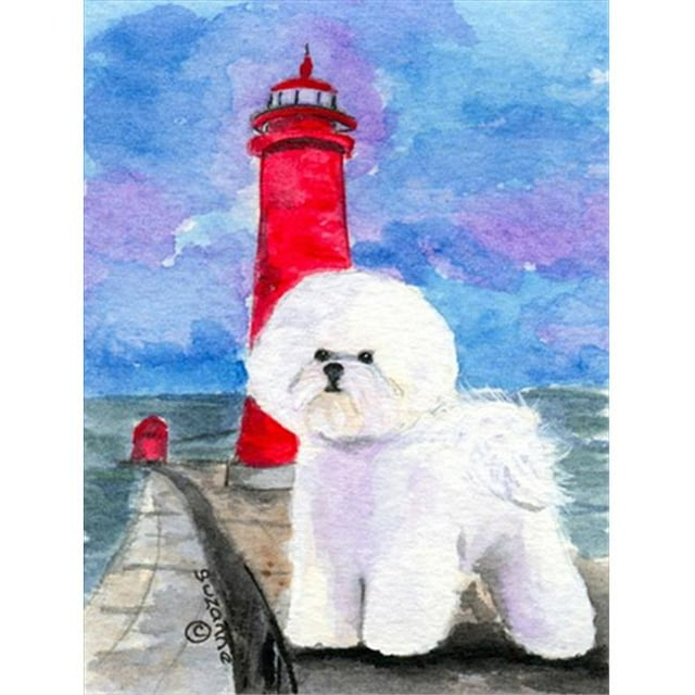 11 x 15 In. Lighthouse With Bichon Frise Flag, Garden Size