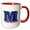 Red/White, variant on 3drose, Personalized Initial Letter M 3d Blue, 15oz Two-tone Red Mug