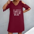 thumbnail image 3 of Robe d'Été à Épaules Dénudées pour Femmes en Dentelle Crochet, Manches Courtes, Col en V, Coupe Droite, Robe Décontractée Ample, T-Shirts, Robe de Soirée A3, 3 of 6