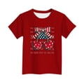 thumbnail image 5 of Amidoa Girls Short Sleeve Graphic Summer Crewneck Independence Day T Shirts Casual Kids Tops Red Size 140, 5 of 6