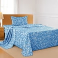 thumbnail image 3 of Lux Decor Twin Microfiber Bed Sheets - 3 Piece Floral Sheet Set, Soft Breathable Bedding, Wrinlkle Resistant, OEKO-TEX Certified, Blue, 3 of 10