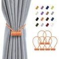 thumbnail image 1 of 6 Pack Magnetic Curtain Tiebacks 16 Inch Modern Handmade Weave Rope Curtain Holdbacks Convenient Decorative Curtain Drape Tie Backs for Home and Office Window Drapery (Orange), 1 of 5