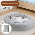 thumbnail image 6 of 14in Round Cat Bed with Pillow – Washable Soft Plush Calming Pet Bed for Indoor Kittens Puppy ,Gray, 6 of 8