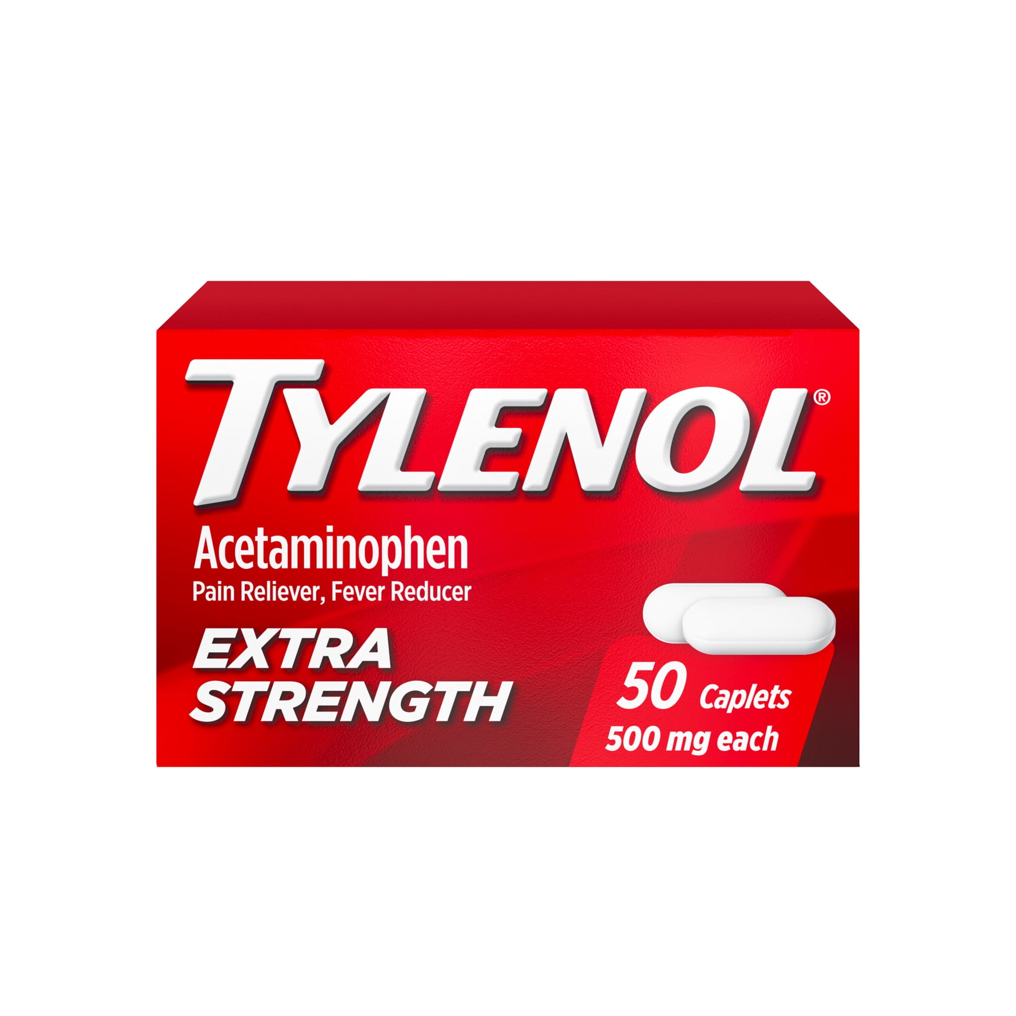 Tylenol Extra Strength Pain Relief Acetaminophen Caplets 500mg, 50 Count