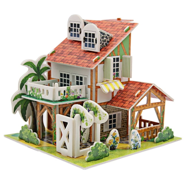 Vogacara Juguete de montaje 3D para niños, casa de montaje de papel, modelo para niños, juguete educativo DIY para edades tempranas, tipo 1 Juguetes Educativos No.05 Vogacara FN000126-05