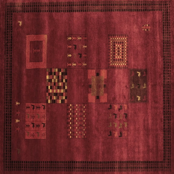 Ahgly Company Indoor Square Abstract Brown Contemporary Area Rugs, 3' Square