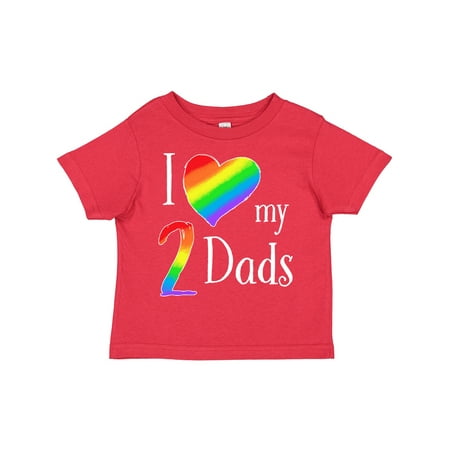 

Inktastic I Love My Two Dads- Pride Rainbow Heart Gift Toddler Boy or Toddler Girl T-Shirt