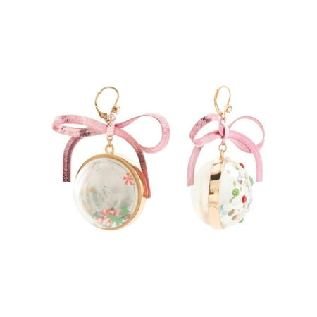 Betsey Johnson Christmas Ornament Earrings (Ornament Earrings with Pink Bows)