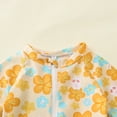 thumbnail image 5 of CAIVO Baby Girls One-Piece Swimsuit Toddler Rash Guard Flower Print Short Sleeve Zipper Crewneck Summer Swimwear Beach Bathing Suit For Kids, 5 of 9