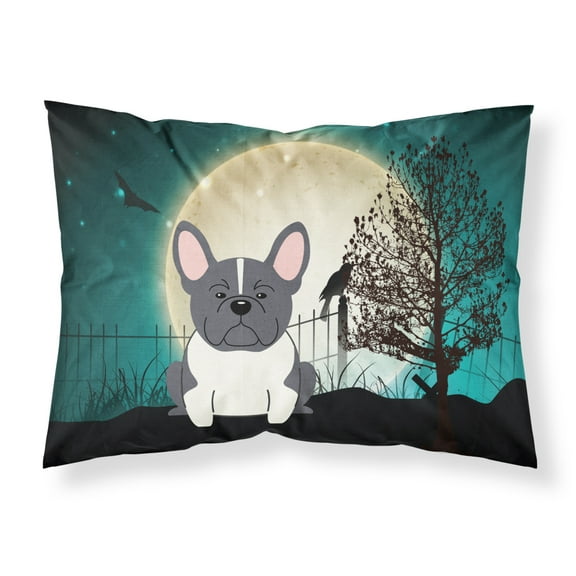 Halloween Scary French Bulldog Black White Fabric Standard Pillowcase