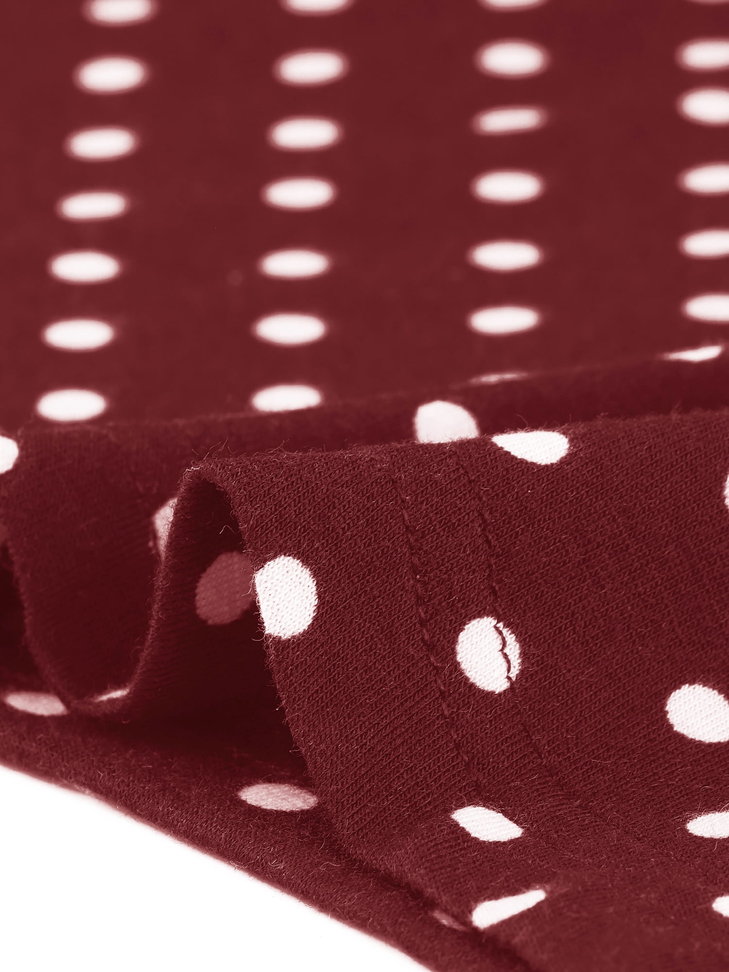 DARING DIVA Women's Plus Size V Neck Pintuck Short Sleeve Polka Dots Top 2X Burgundy