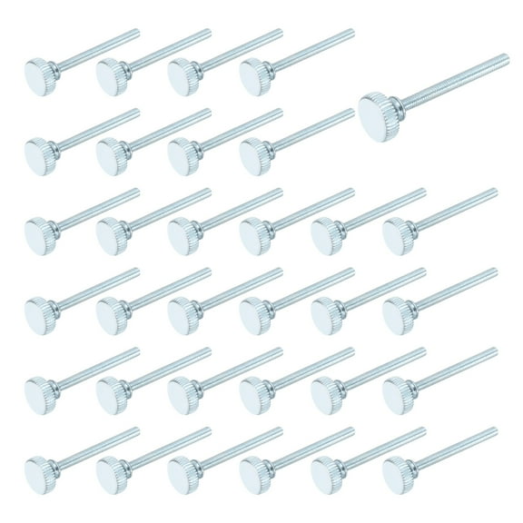 40 Pcs M3x30mm Knurled Thumb Screws, Zinc Plated Flat Knurled Head Fully Threaded Screw