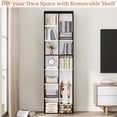 thumbnail image 4 of Hiphuta 2PCS 7-Tier Double Wide Media Tower Rack, 71 X 20 X 9 Inches CD DVD Slim Storage Cabinet with Adjustable Shelves, Tall Narrow Bookcase Sturdy Display Bookshelf for Home Office, Black & White, 4 of 7