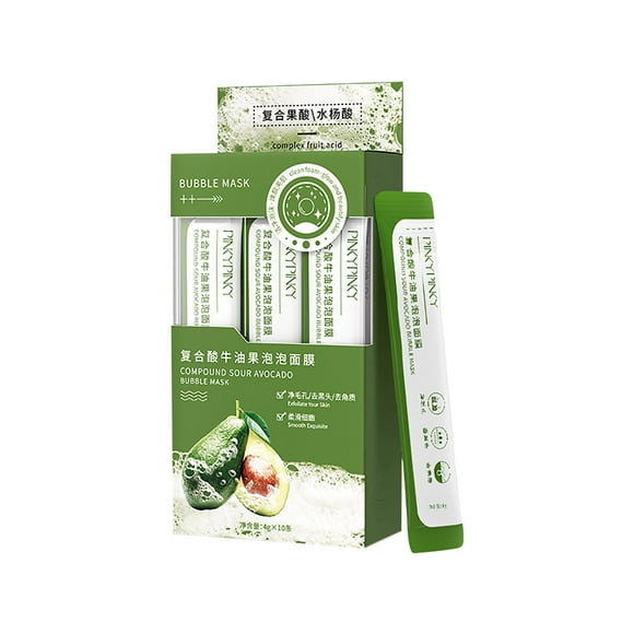 FSTDelivery 10 Sheets Avocado Bubble Face Mask,Compound Foam Facial Mask Cleansing Shrink Pores Moisturizing Hydrating Jelly Film for Daily Hydrating Facial Care & Skin Recovery Cream