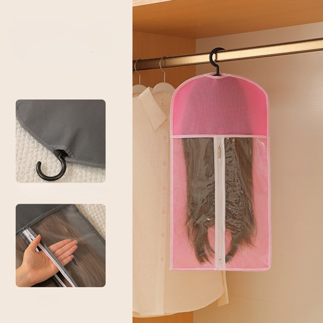 Birdeem Hanging Wig Storage Bag,Moisture Proof and Dustproof Portable Hanging Organizer with Transparent Window,Travel Friendly Wig Case for Cosplay and Conventions