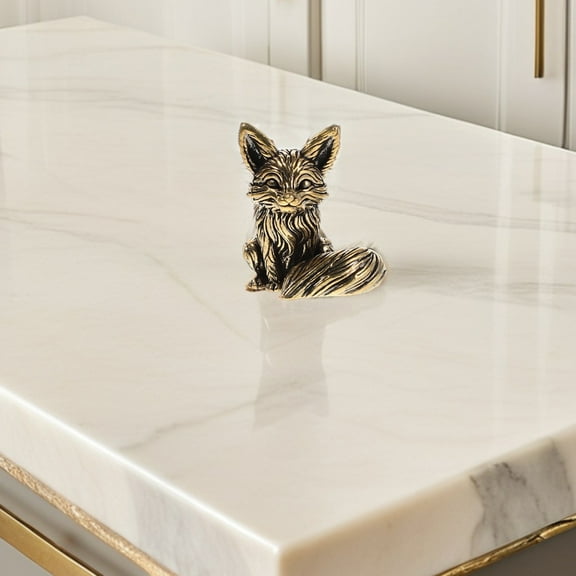 SKISUNO 2-Piece Brass Figurine Set, Golden Animal Sculptures for Desktop, Table & Home Decor with Vintage Style Design