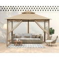 thumbnail image 5 of ABCCANOPY 9'x9' Patio Gazebo With Mosquito Netting and Double Soft Roof Canopies for Shade and Rain,Khaki, 5 of 9